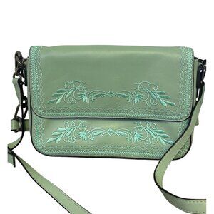 Lodis Embossed Mint Green Leather Crossbody Bag